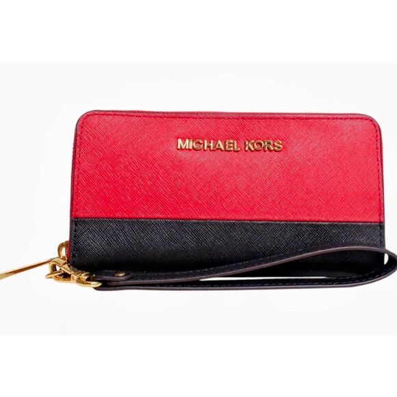 MICHAEL KORS Jet Set Saffiano Leather Wallet Wristlet - Picture 1 of 8